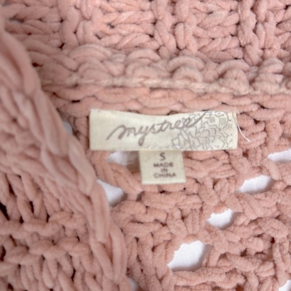 Mystree chenille chunky knit open front cardigan light pink size S - Picture 8 of 11